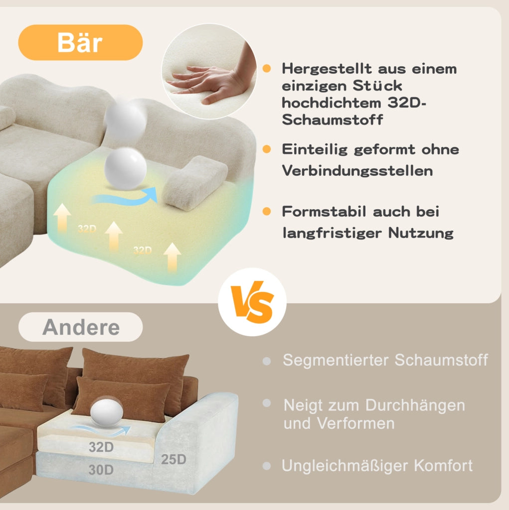 Pouf in velluto beige DESMIU per soggiorno confortevole