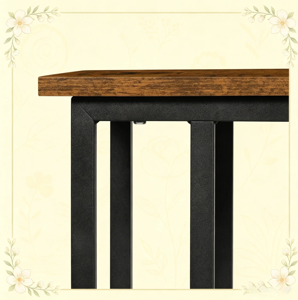 Tavolino laterale a C 55x36x59;5 cm con ripiano in legno rustico marrone HOMVRA