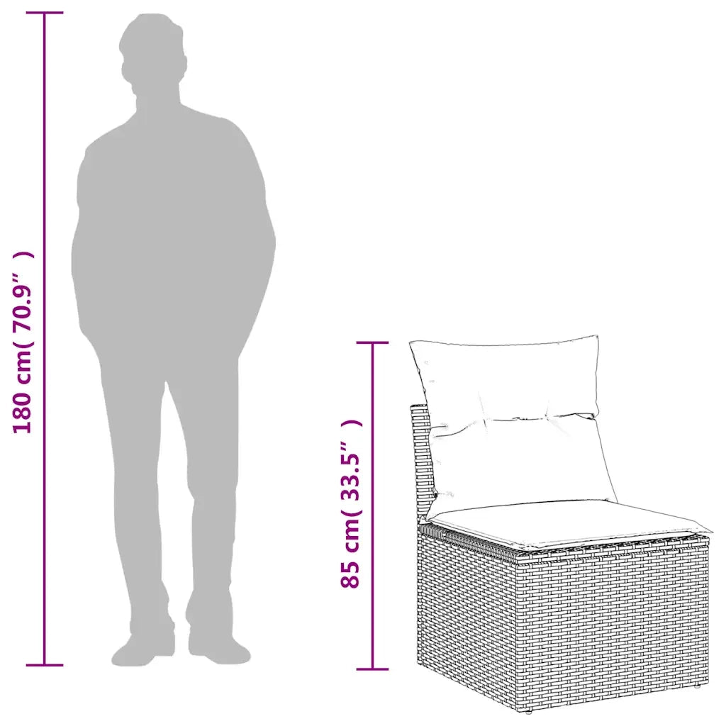 Set Divani da Giardino 9 pz con Cuscini Nero in Polyrattan 3221766