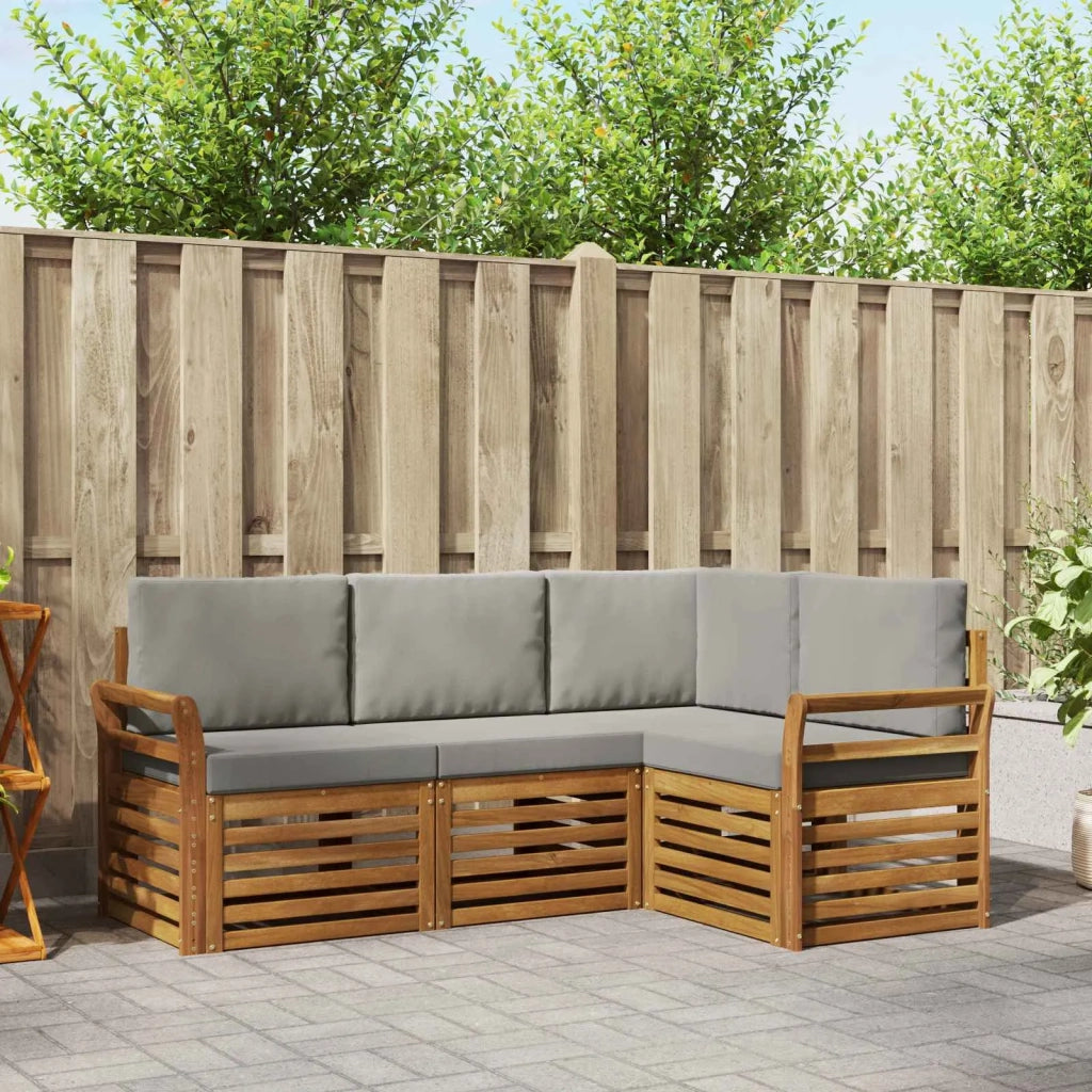 Set divani con cuscino 4 pcs Grigio Naturale e Chiaro 3374731