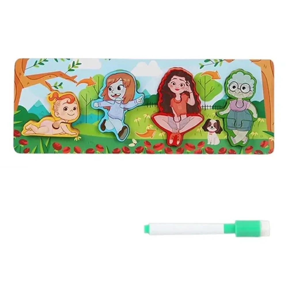 Trade Shop - Lavagna Puzzle In Legno A Incastro Ciclo Crescita Donna Gioco Educativo Bambini 74997 -