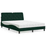 Letto con Materasso Verde Scuro 140x190 cm in Velluto