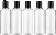 Set di 5 flaconi trasparenti da 100 ml con chiusura a coperchio.
