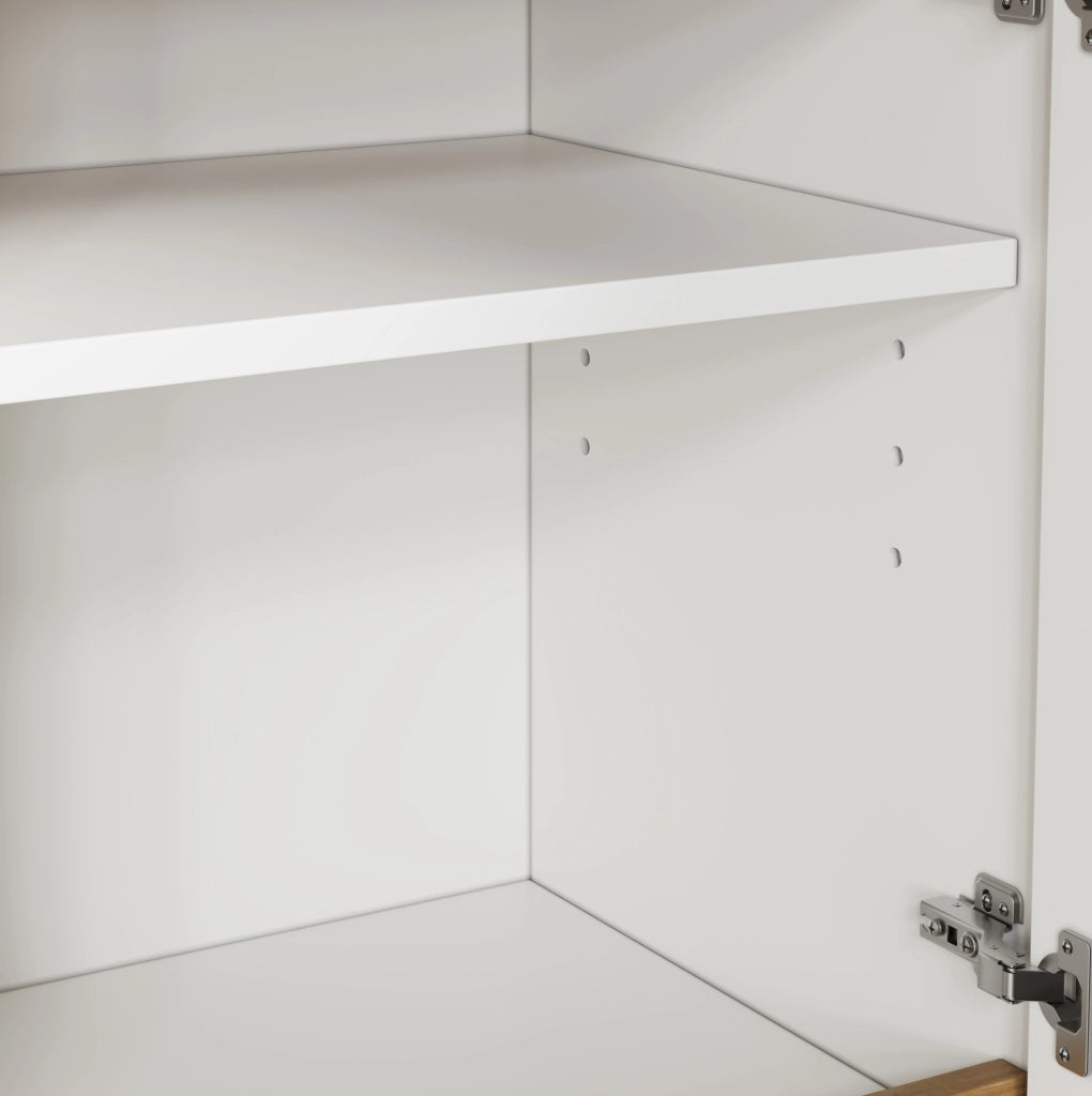 Credenza alta con 4 ante e 8 scomparti 90x40x110 cm in truciolare bianco rovere