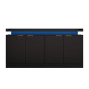 Credenza da cucina con 4 ante; ripiani fissi e LED RGB con controllo app in MDF nero 160 × 39 × 83 cm