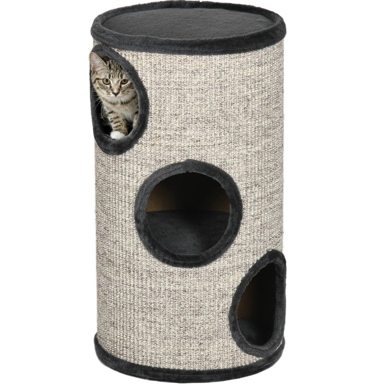 Tiragraffi a torre per gatti a 3 livelli, grigio chiaro