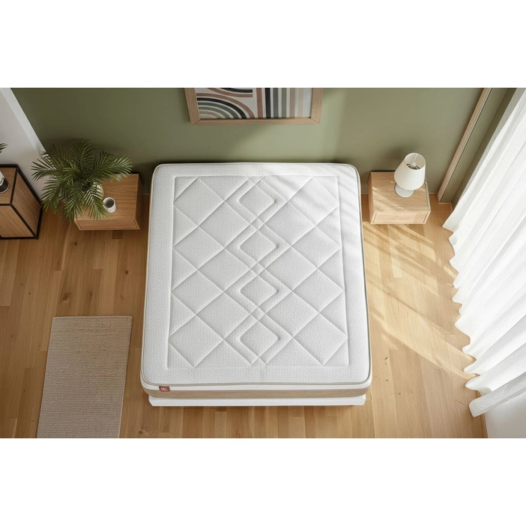 Pacchetto letto completo - Materasso 160x200cm + Box spring con doghe (kit) + 2 cuscini + Piumino - Le Soyeux