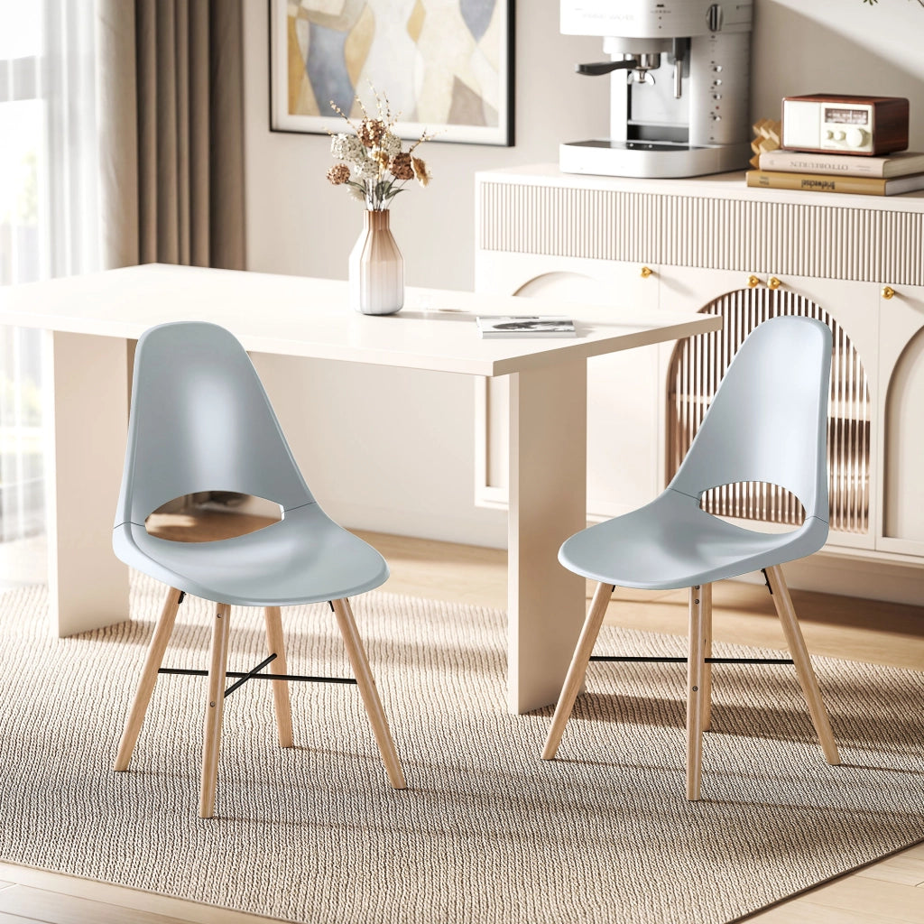 Set 2 Sedie da Pranzo ¨C Zephmum ¨C Plastica e Legno Grigio