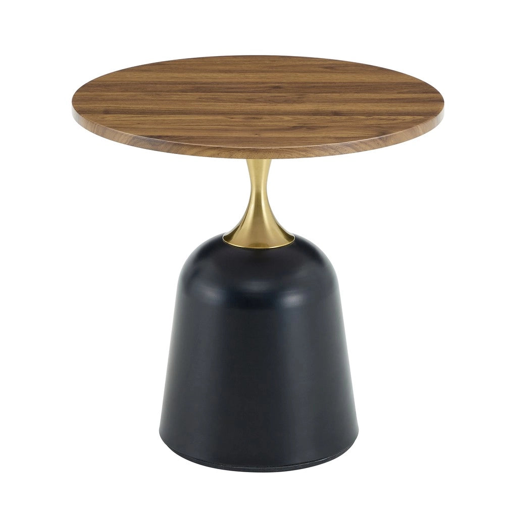 Tavolo Rotondo Effetto Noce ¨C Minimal ¨C 60cm, Telaio Metallo, Design Moderno