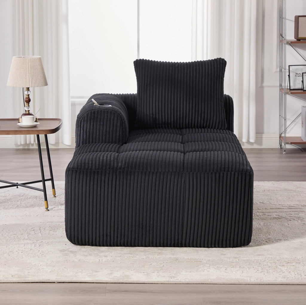 Divano compatto in corduroy con portaoggetti laterale e portabicchieri, dimensioni 158x93x61 cm, resistente e confortevole
