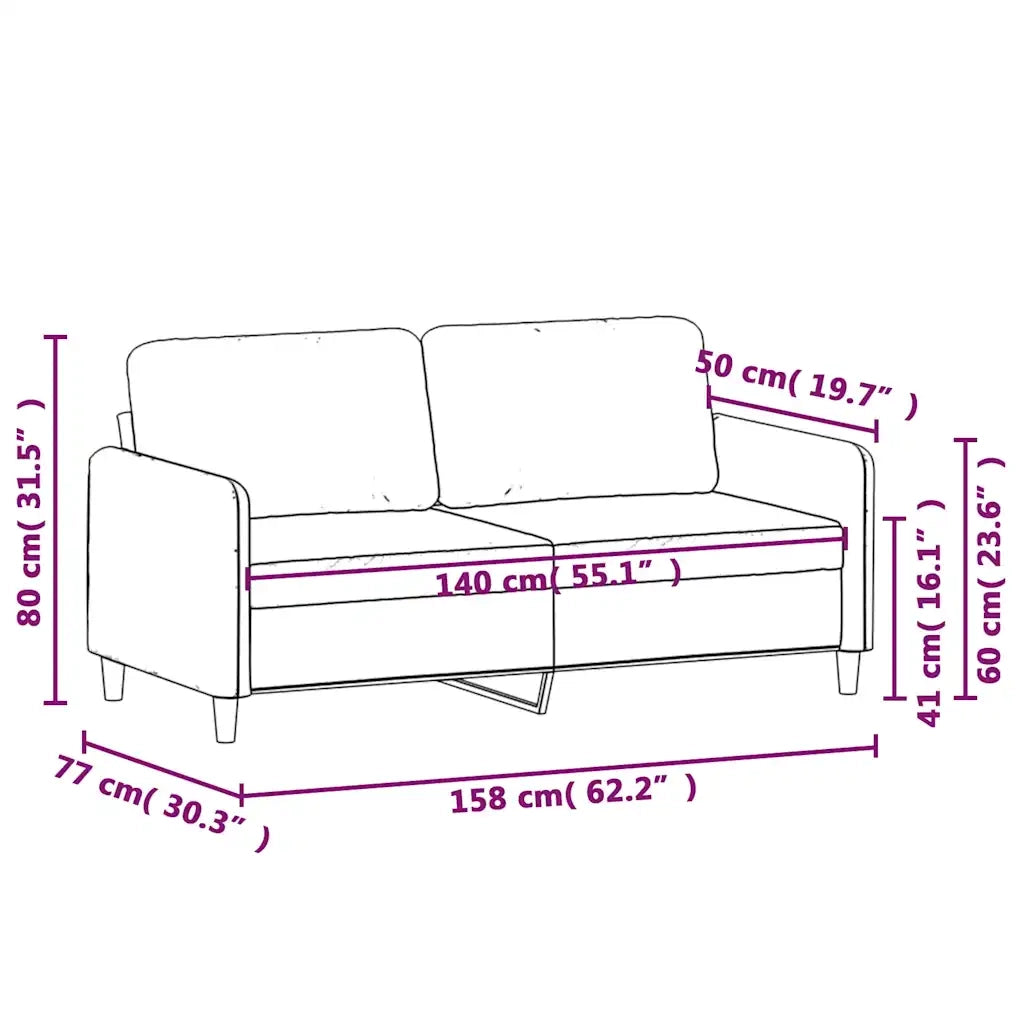 Divano a 2 Posti Blu 140 cm in Velluto 359451