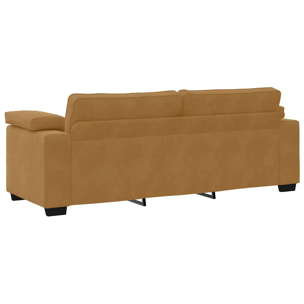 Divano a 3 Posti-Sofa 3 Posti Marrone 178 cm in Velluto