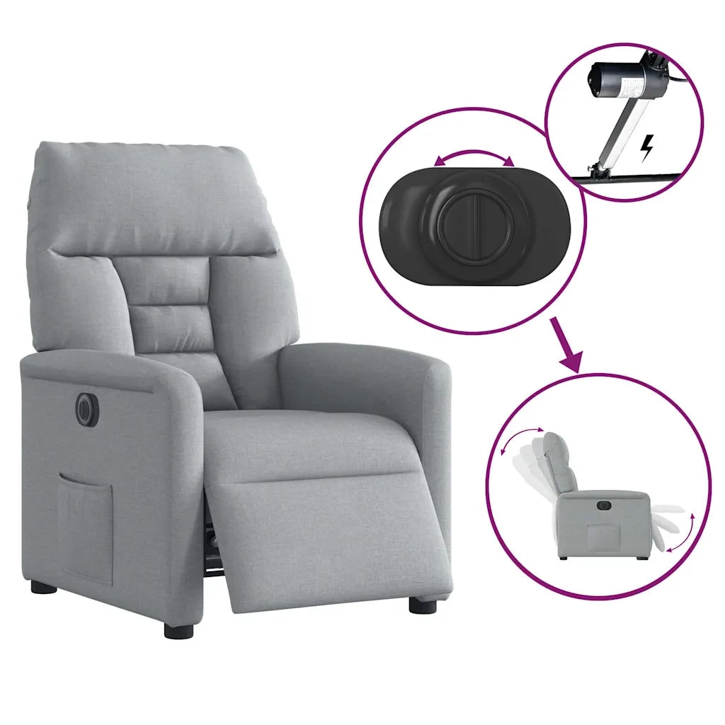 Poltrona Elettrica Reclinabile Grigio Chiaro in Tessuto 3303012