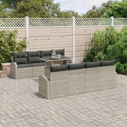 Set Divano da Giardino con cuscino 9 pcs Grigio chiaro