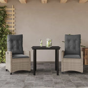 Set Pranzo da Giardino 3pz con Cuscini Grigio Chiaro Polyrattan 3212852