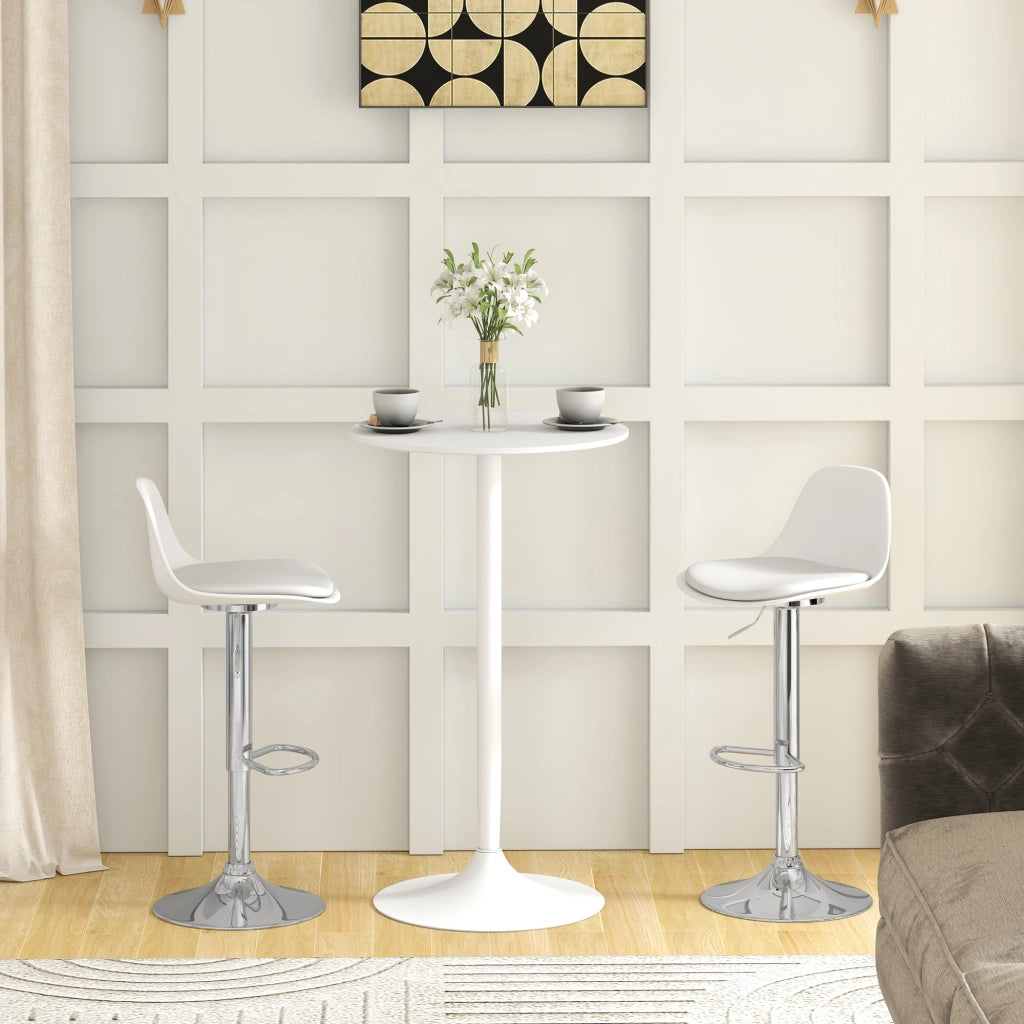 Set di 2 sgabelli da bar girevoli regolabili in altezza in similpelle e acciaio bianco 82-104 × 38 × 42 cm