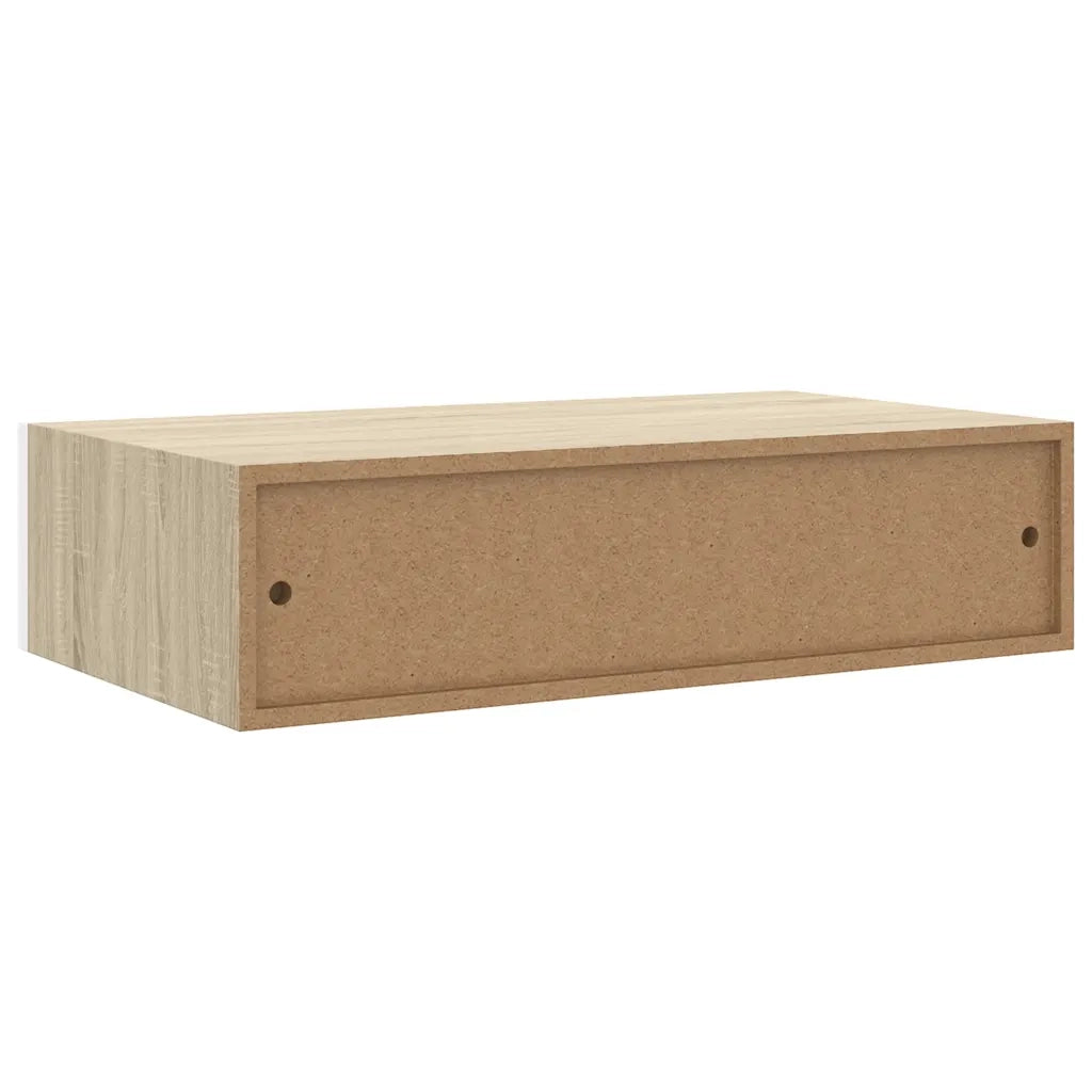 2 pz Mensola | Scaffali con Cassetti Rovere e Bianco 40x23,5x10 cm in MDF