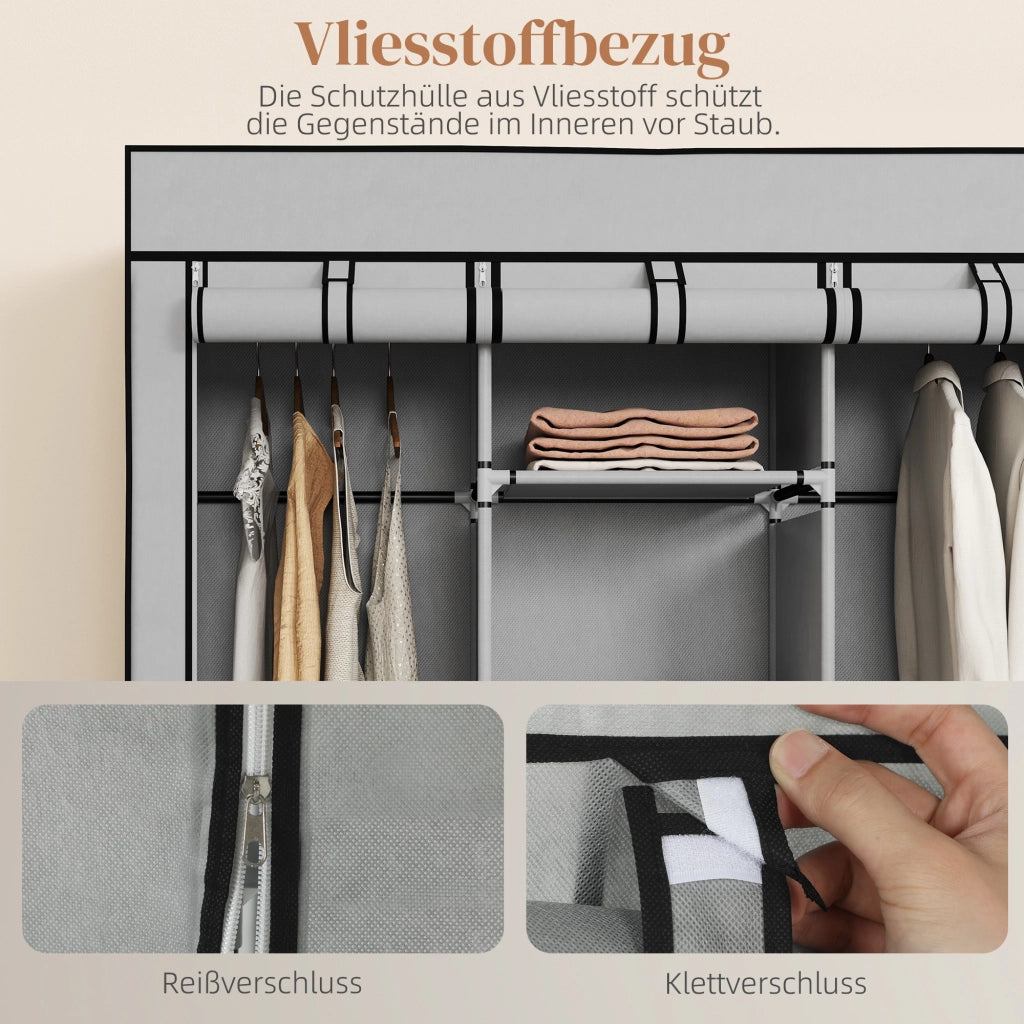 Armadio Tessuto con Ripiani e Appendiabiti ¨C Minimal ¨C Grigio