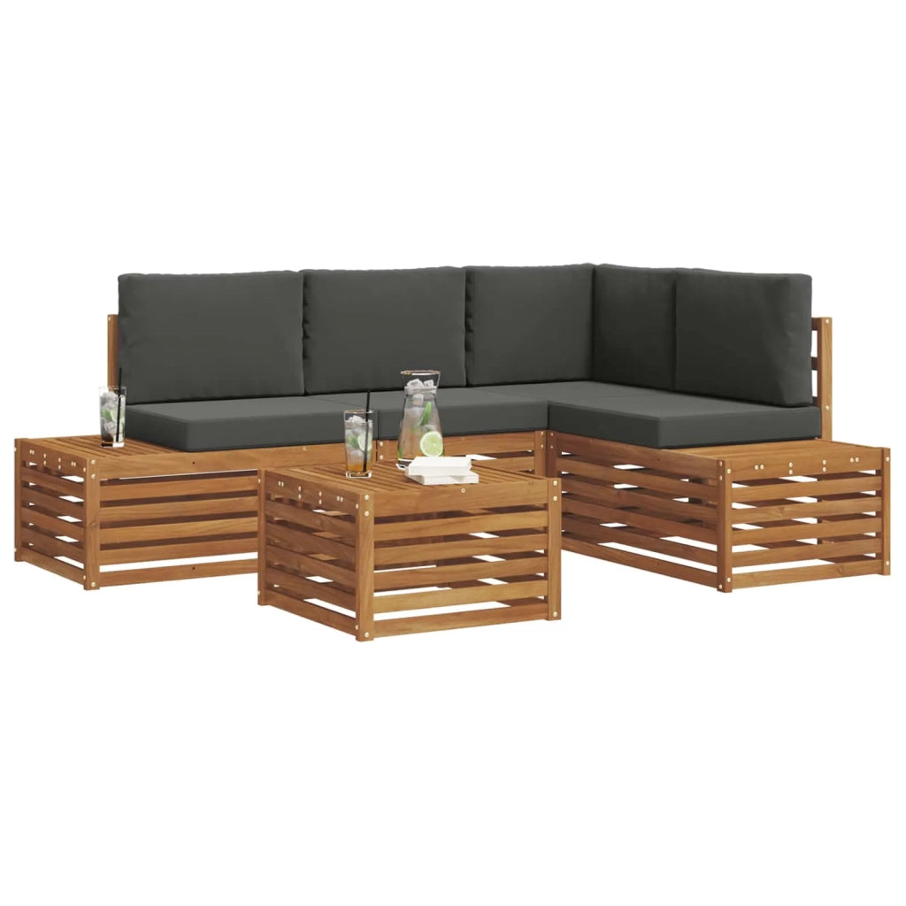 Set di divani da esterno 5 Pezzo Naturale e Antracite 3375447