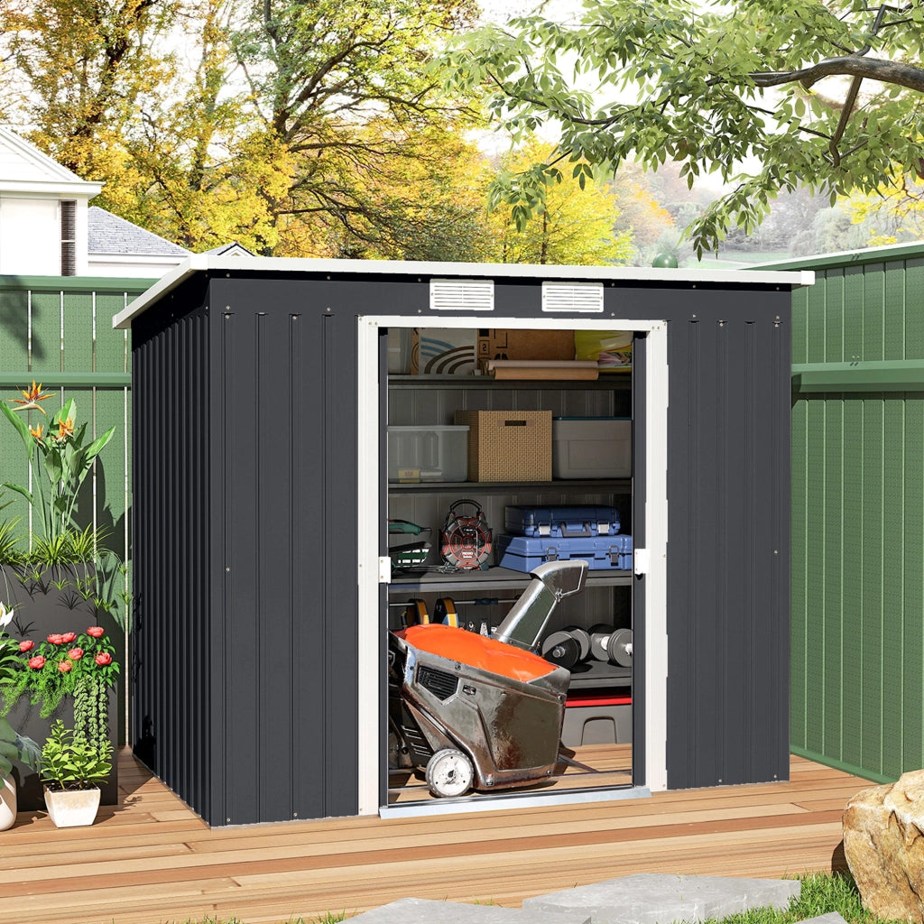 Casetta da Giardino in Acciaio ¨C zephmum ¨C 213x130x172 cm, Grigio Scuro