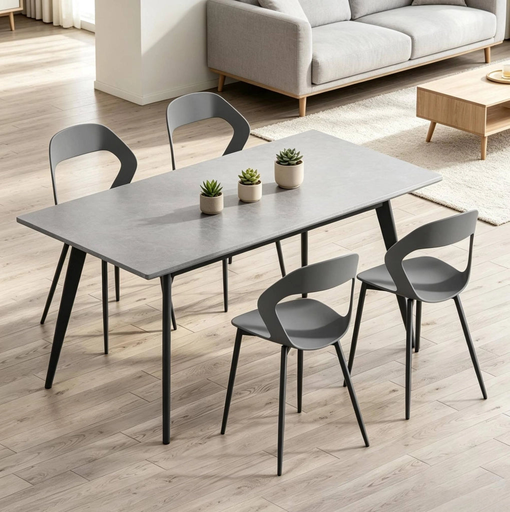 SEDIE da Pranzo Ergonomiche Set da 4 Grigie in PP e Metallo