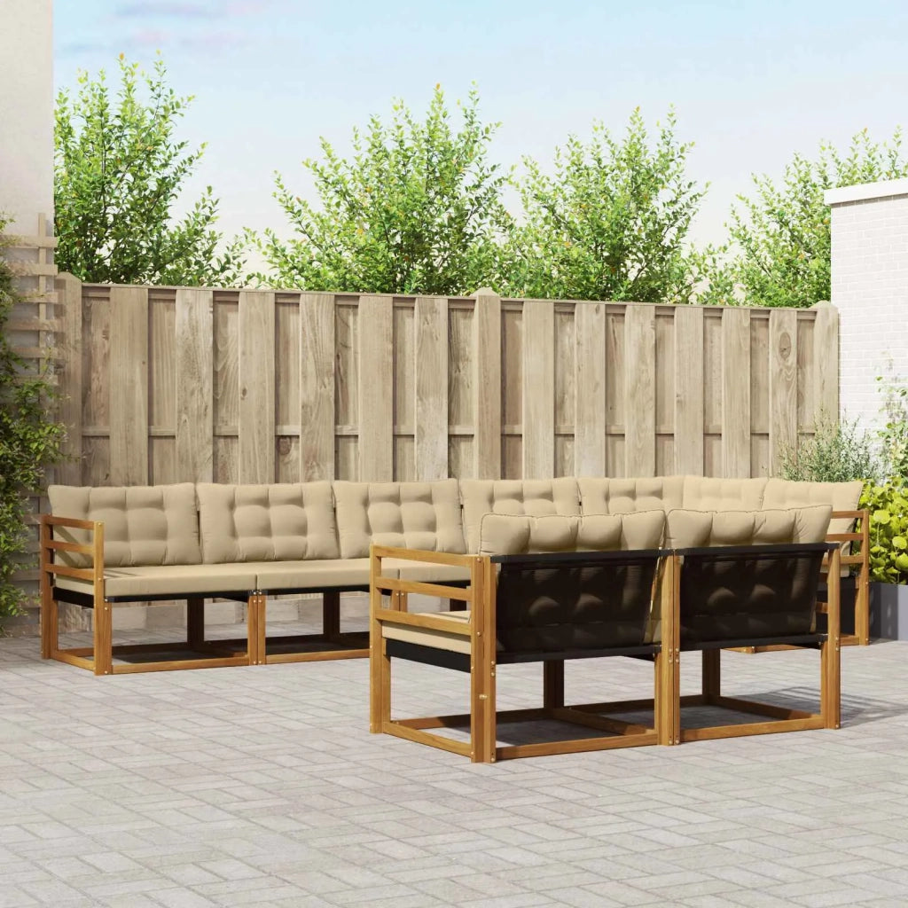 Set di divani da esterno con cuscino 8 pcs Naturale e Beige 3369568