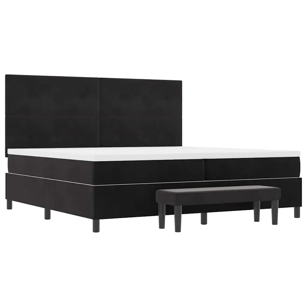Letto a molle con materasso Nero 200 x 200 cm Velluto