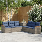 Set di divani 7 pz Grigio e Blu Navy Rattan sintetico e Acciaio 3448861