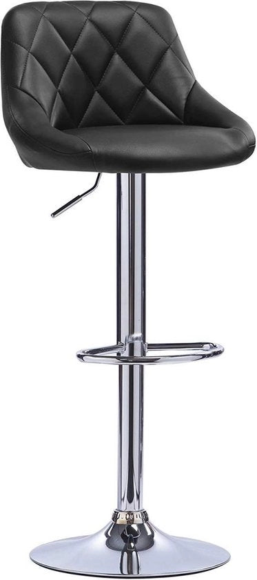 Banchi da Cucina in Legno con Sedile e Schienale - Set di 1 - Sedia con Braccioli - In Altezza Regolabile - Pelle Sintetica - Nero