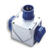 Fanton 73110 Adattatore industriale doppio da spina CEE 2P+T 16A a 2 prese CEE 2P+T 16A IP44 200-250V colore Blu-Bianco