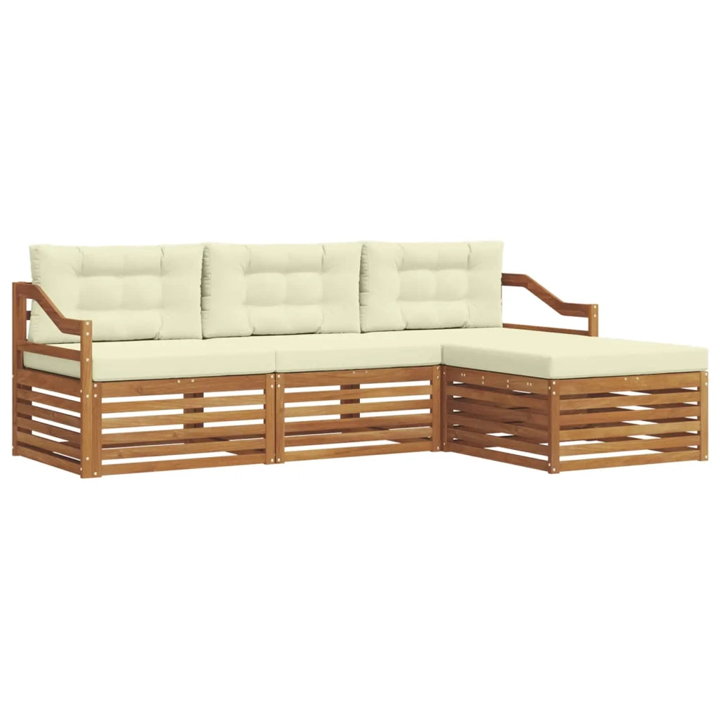 Set di divani da esterno con cuscino 4 pcs Naturale e Crema 3373275