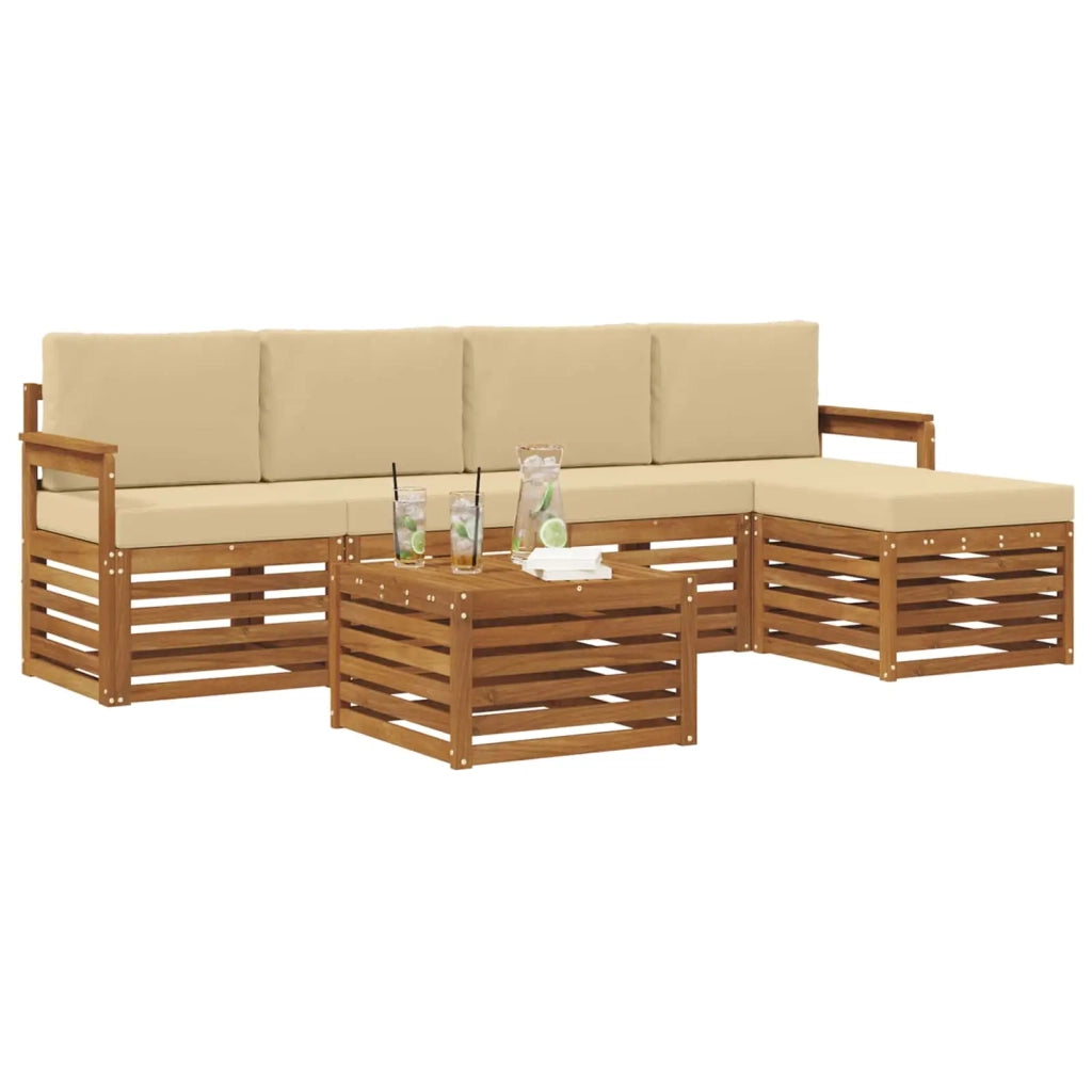 Set di divani da esterno 6 pz Naturale e Beige 3374678