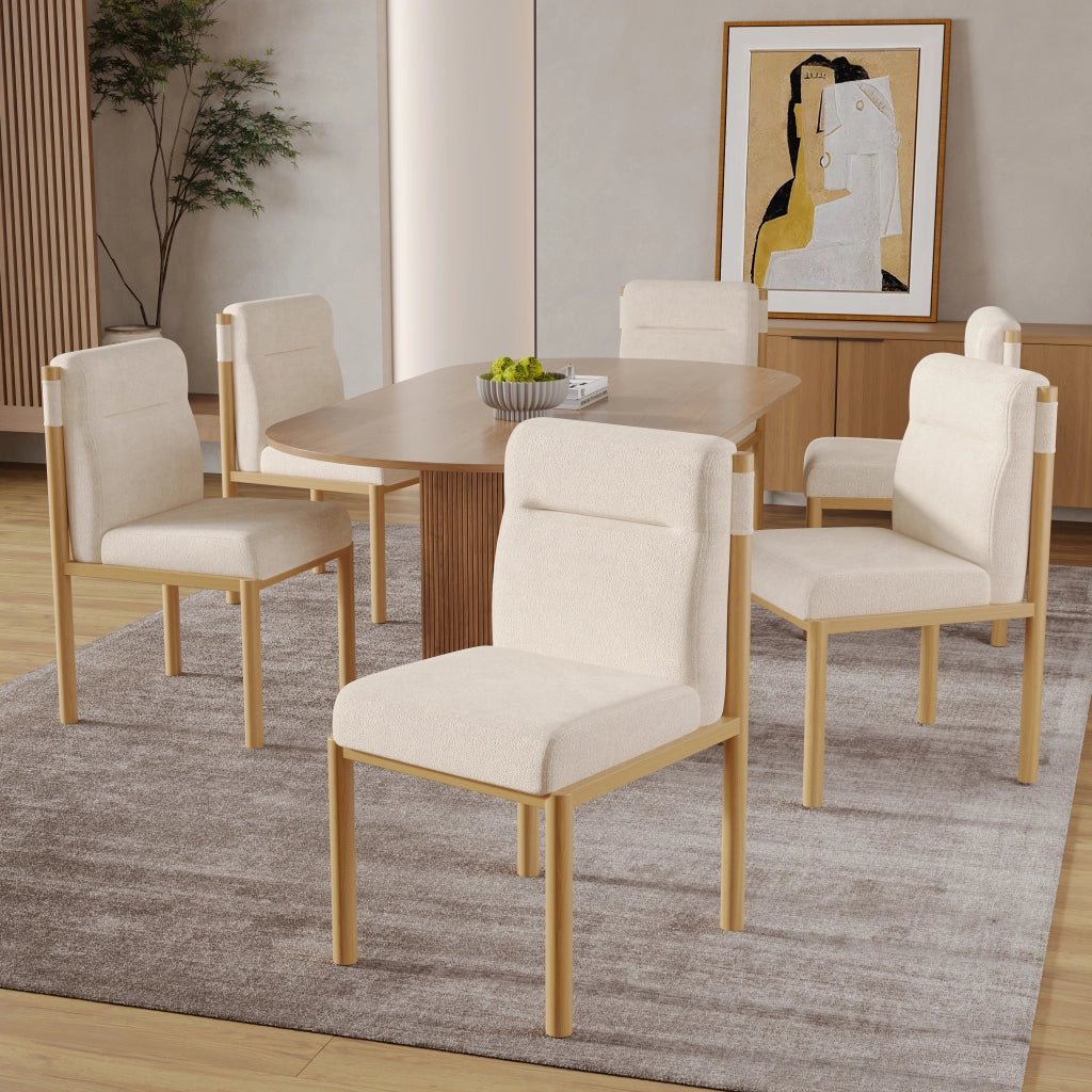 SEDIA Da pranzo Set da 2 pezzi Beige in Sherpa e metallo