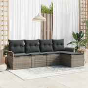 Set Divano da Giardino con cuscino 5 pcs Grigio polyrattan