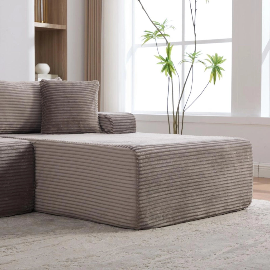 Divano modulare, divano compatto, tessuto chenille, schiuma ad alta elasticità 30D, base antiscivolo, 4 posti, grigio