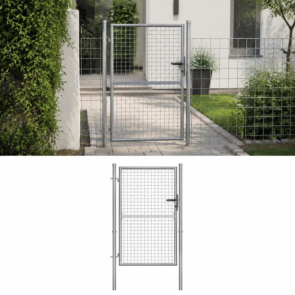 Garden Gate, Galvanized Steel, 105 X 125 Cm, Silver