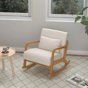 Sedia a dondolo imbottita ULEVR 64,5x92x81,5 cm con braccioli e supporto lombare rimovibile, bianco crema