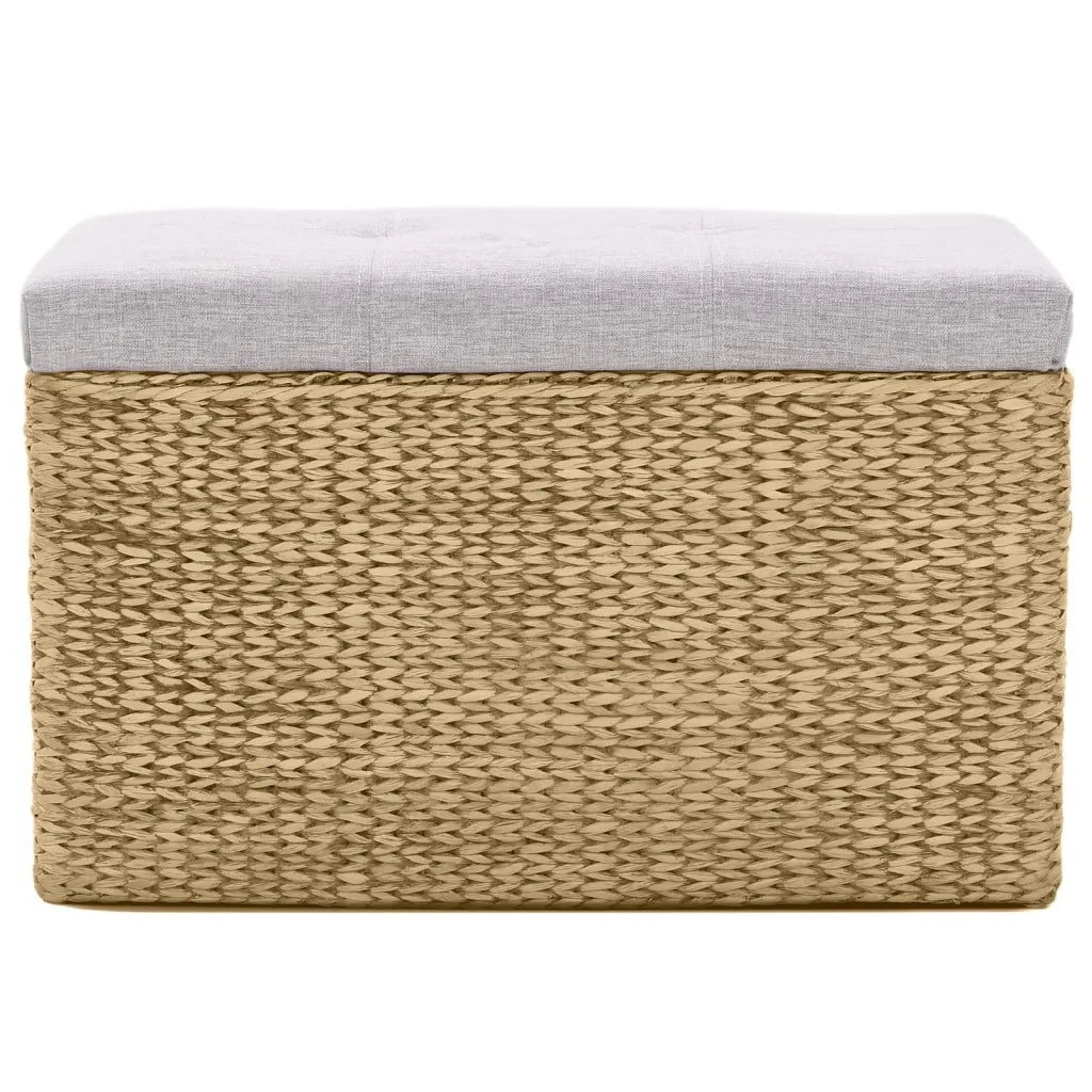 Panca e 2 Pouf in Giunco Grigio