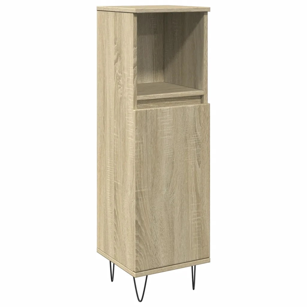 Set Mobili da Bagno | Armadio da bagno 3 pz Rovere Sonoma in Legno Multistrato