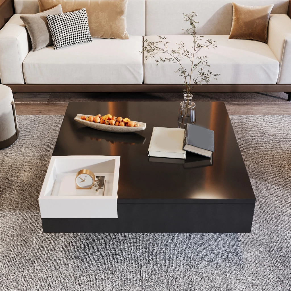 Tavolino da caff¨¨ 72x72x30 cm con box removibile e LED multicolore