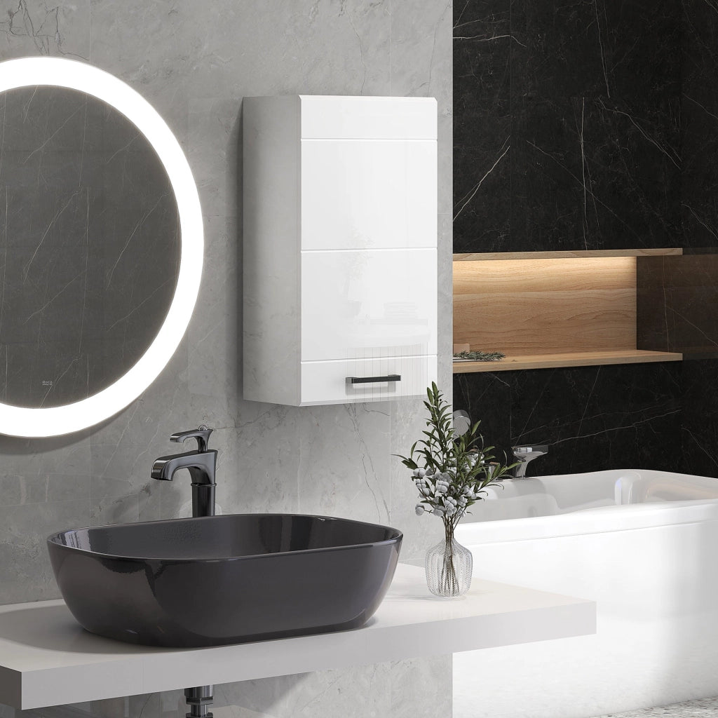 Pensile da Bagno 1 Anta 37x22,5x70 cm in MDF Bianco