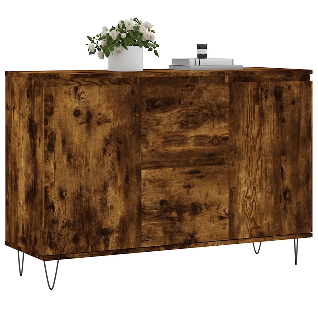 Credenza | Madia | Buffet da pranzo | Armadio da pranzo Rovere Fumo 101,5x35x70 cm in Legno Multistrato