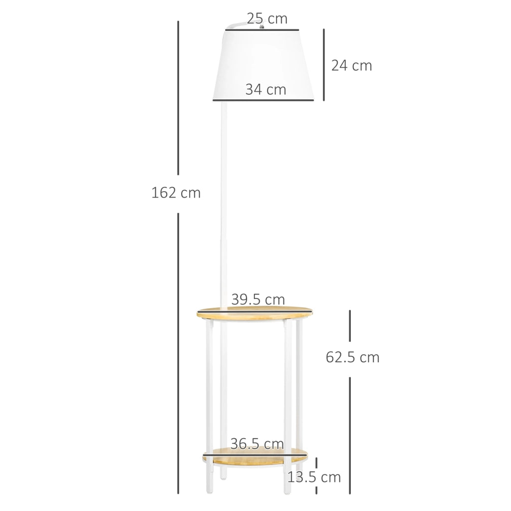 LAMPADA DA TERRA 162 cm Bianca in Acciaio con 2 ripiani