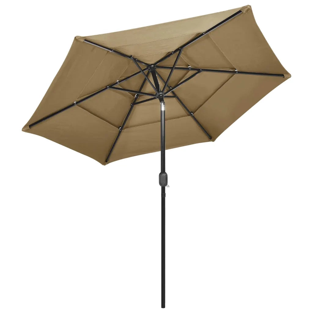 Ombrellone a 3 Livelli con Palo in Alluminio-Ombrello da giardino Tortora 2,5 m