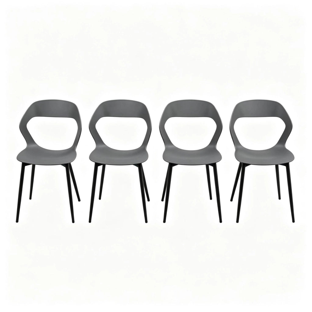 SEDIE da Pranzo Ergonomiche Set da 4 Grigie in PP e Metallo