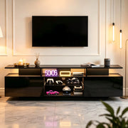 MOBILE TV 160x40x45 cm Nero MDF con LED e 2 ante