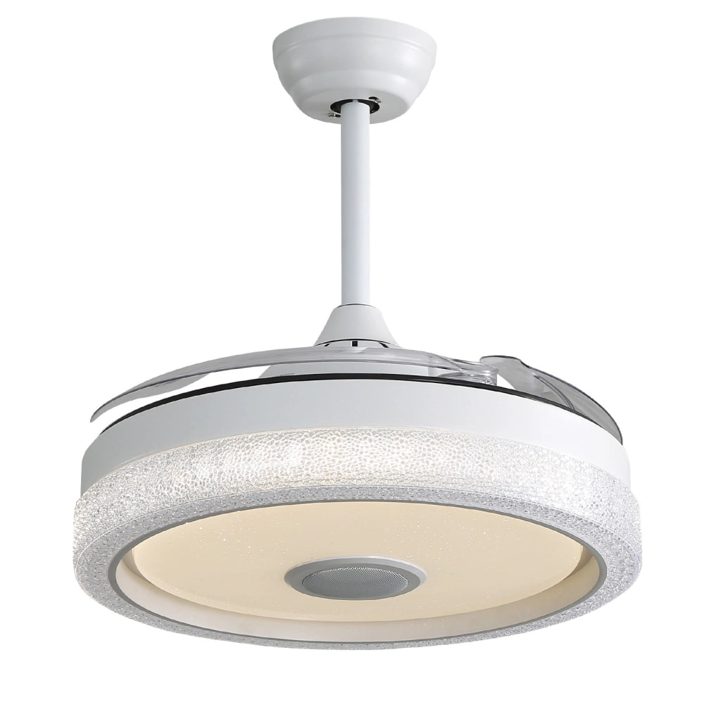 Ventilatore da soffitto LED 106,68×46,99 cm in ABS bianco con telecomando
