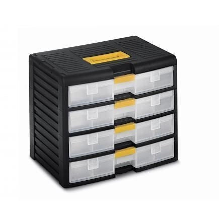 Terry Store-Age 43002 organizzatore per cassetto di scrivania Plastica Nero, Translucent, Giallo