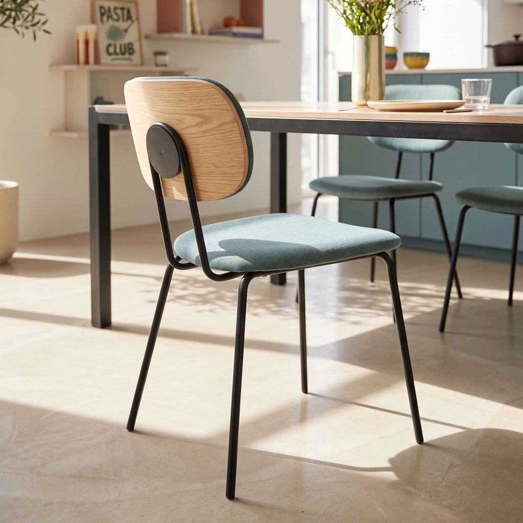 Oviala - Set di 2 sedie di design in acciaio e legno verde scuro