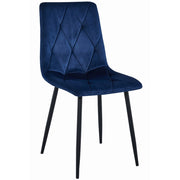 Sedia Libra in Velluto Blu Notte con Gambe Nere